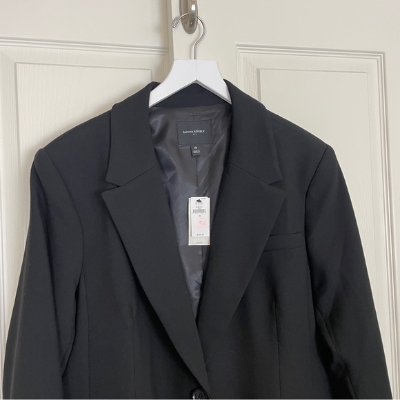 Banana Republic Factory Black Sculpted Stretch Blazer Lined NWT - Picture 3 of 9